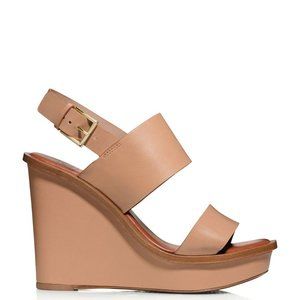 Tory Burch Lexington Wedge Sandal (Nude)